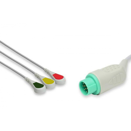 Kabel kompletny EKG do Fukunda, 3 odprowadzenia, zatrzask, wtyk 12 pin